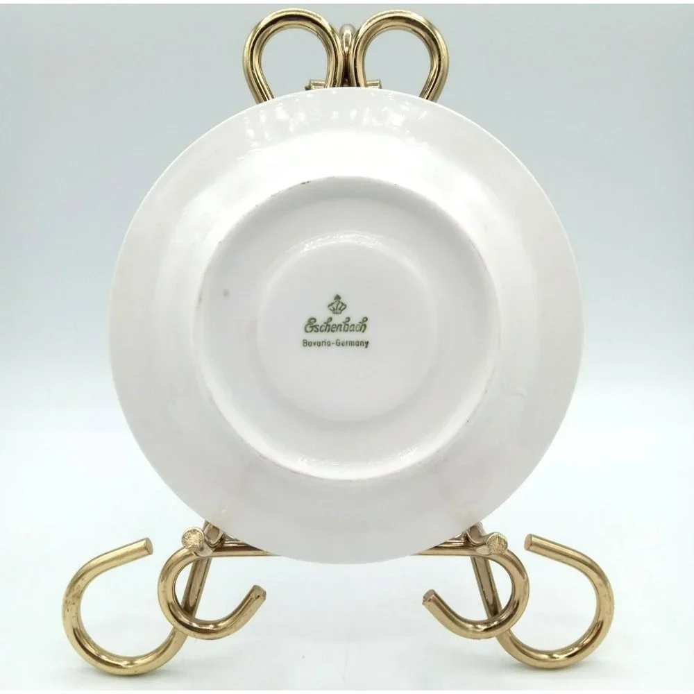 Eschenbach Bavaria Germany Vintage Saucer 5 Inch Pink and Gold Tea Cup Plate - Picture 7 of 12